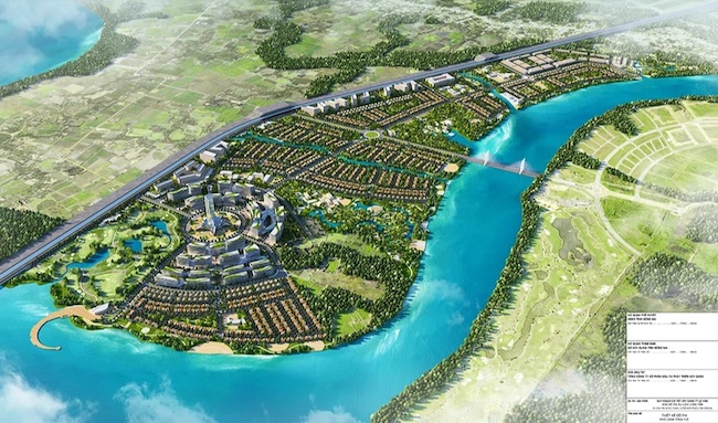 Phối cảnh khu đô thị nhìn từ trên caoPhối cảnh Khu đô thị du lịch Long Tân